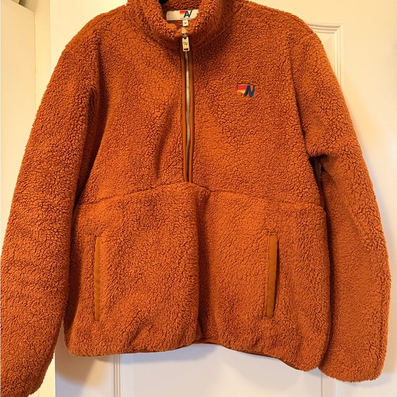 Aviator Nation Teddy Unisex Half Zip - Whiskey - Picture 4 of 7